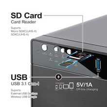 Load image into Gallery viewer, Mediasonic Raid 4 Bay 3.5&quot; SATA Hard Drive Enclosure - USB 3.1 Gen 2 10Gbps | USB Hub 60W Power Delivery 3.0 | 4K HDMI Monitor Extender | SDXC Reader (HFR7-SU31CD)
