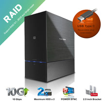 Load image into Gallery viewer, Mediasonic PRORAID 2 Bay SATA Hard Drive Enclosure - USB 3.2 Gen 2 10Gbps | USB Type C (HUR5-SU31C)